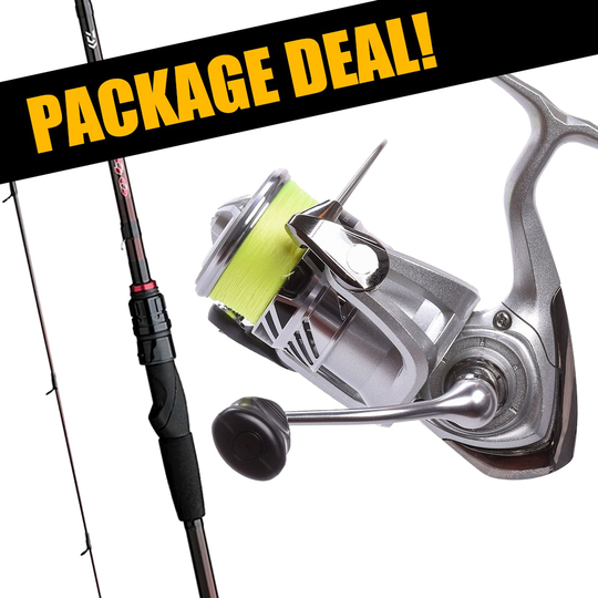 Daiwa Crossfire + Fuego avokelasetti kuitusiimalla