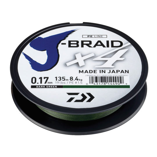 Daiwa J-Braid X4 tummanvihreä 270 m kuitusiima