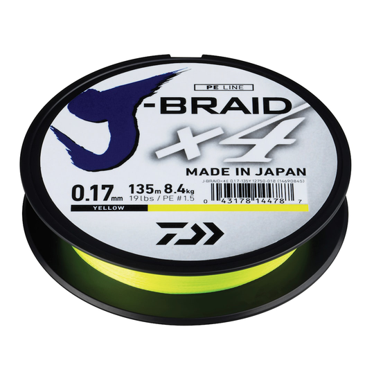 Daiwa J-Braid X4 keltainen 1350 m kuitusiima